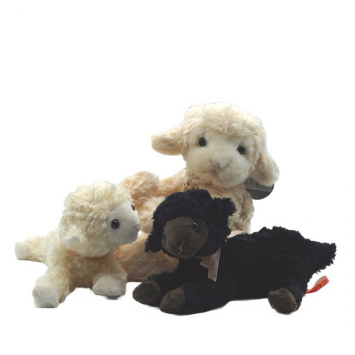 44809 Plüschtiere Lämmchen sitzend und liegend sowie weiß und schwarz