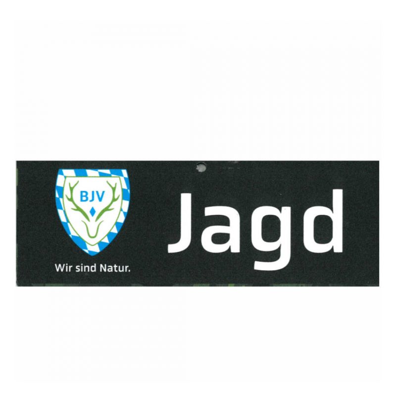 44843 BJV Saugnapfschild fürs Auto Aufschrift "Jagd" schwarz mit buntem Logo
