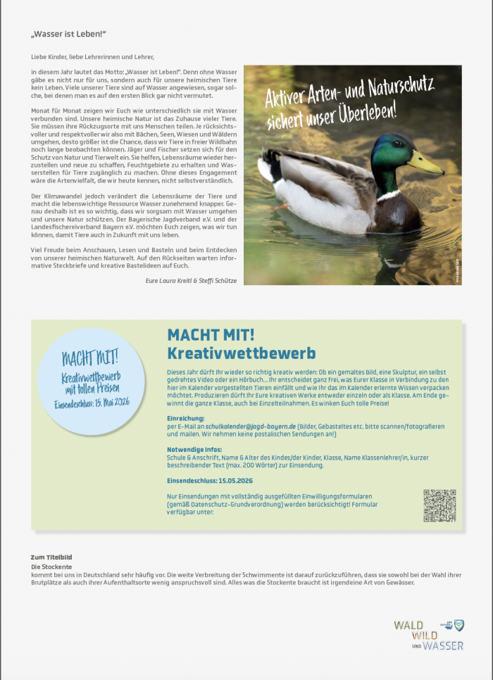 Schulkalender “Wald, Wild und Wasser” 2026 – Bild 3